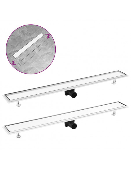 Scarico Doccia 2-in-1 con Copertura 103x14 cm in Acciaio Inox