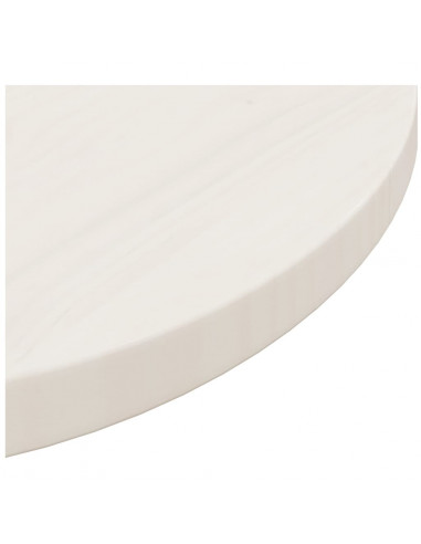 Piano Tavolo Bianco Ø50x2,5 cm in Legno Massello di Pino