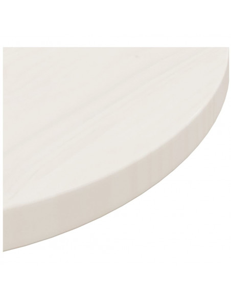 Piano Tavolo Bianco Ø50x2,5 cm in Legno Massello di Pino