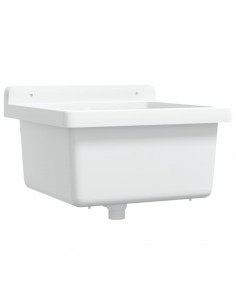 Lavabo a Parete Bianco 40x40x24 cm in Resina 2