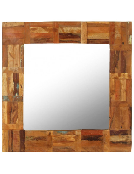 Specchio da Parete in Legno Massello di Recupero 60x60 cm