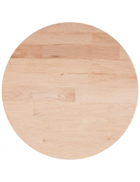 Piano Tavolo Rotondo Ø40x1,5 cm Massello di Rovere Non Trattato
