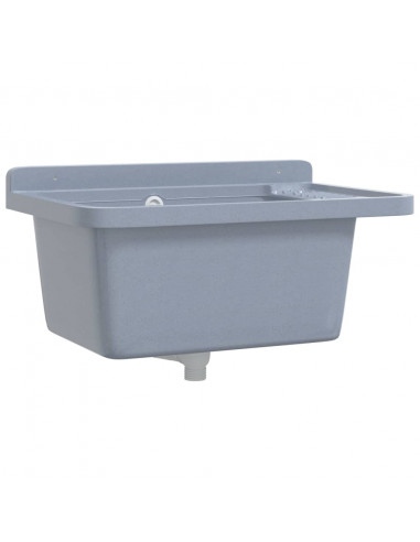 Lavabo a Parete Grigio 60x40x28 cm in Resina