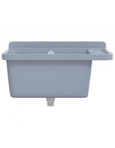 Lavabo a Parete Grigio 60x40x28 cm in Resina