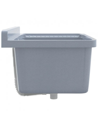 Lavabo a Parete Grigio 60x40x28 cm in Resina