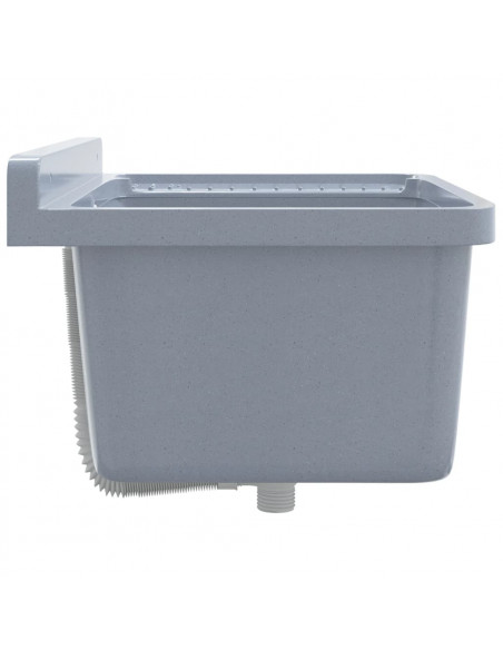 Lavabo a Parete Grigio 60x40x28 cm in Resina