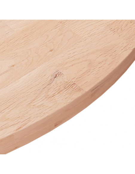 Piano Tavolo Rotondo Ø60x2,5 cm Massello di Rovere Non Trattato