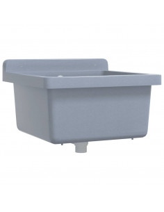 Lavabo a Parete Grigio 40x40x24 cm in Resina 2