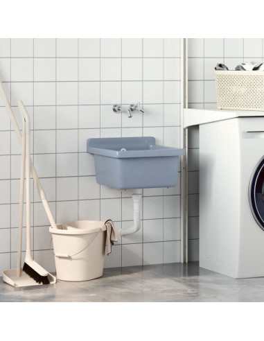 Lavabo a Parete Grigio 40x40x24 cm in Resina