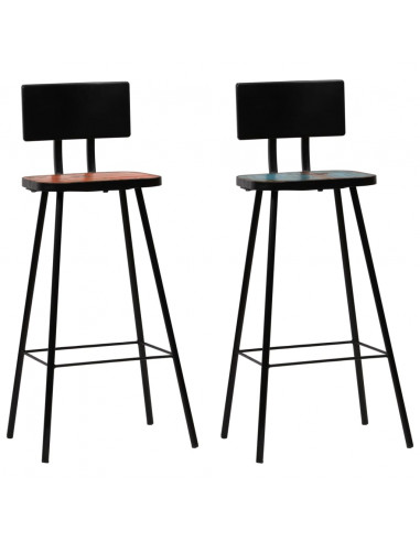 Set da Bar 3 pz in Legno Massello di Recupero Multicolore