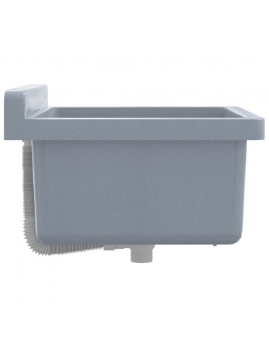 Lavabo a Parete Grigio 40x40x24 cm in Resina