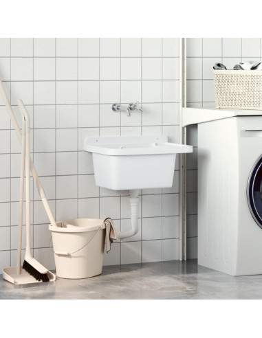 Lavabo a Parete Bianco 50x35x24 cm in Resina