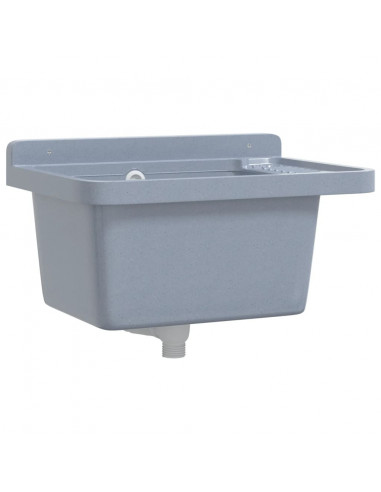 Lavabo a Parete Grigio 50x35x24 cm in Resina
