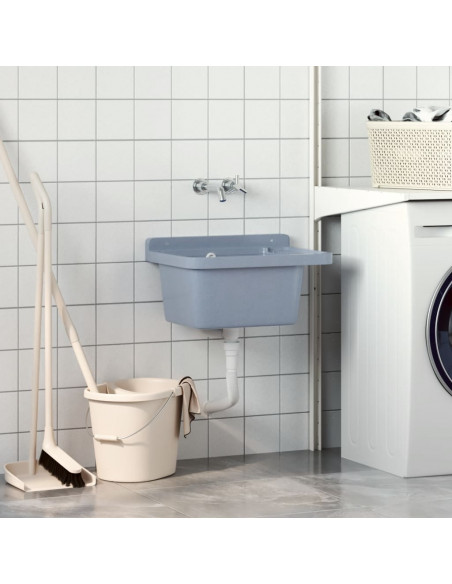 Lavabo a Parete Grigio 50x35x24 cm in Resina