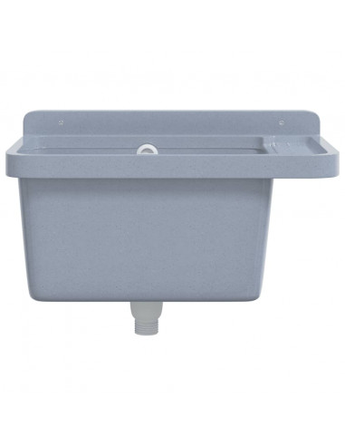 Lavabo a Parete Grigio 50x35x24 cm in Resina