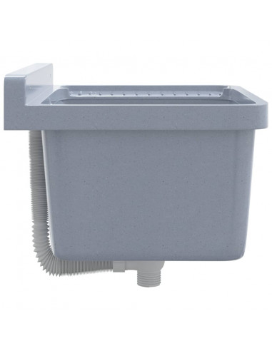Lavabo a Parete Grigio 50x35x24 cm in Resina