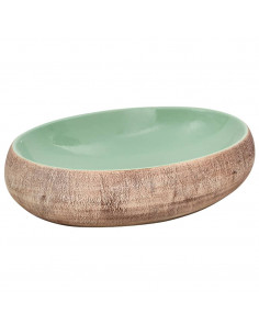 Lavabo da Appoggio Verde e Marrone Ovale 59x40x15 cm Ceramica 2