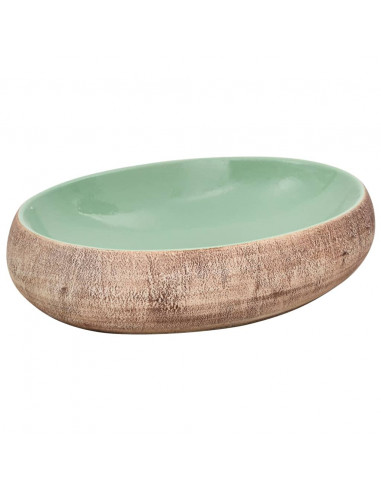 Lavabo da Appoggio Verde e Marrone Ovale 59x40x15 cm Ceramica