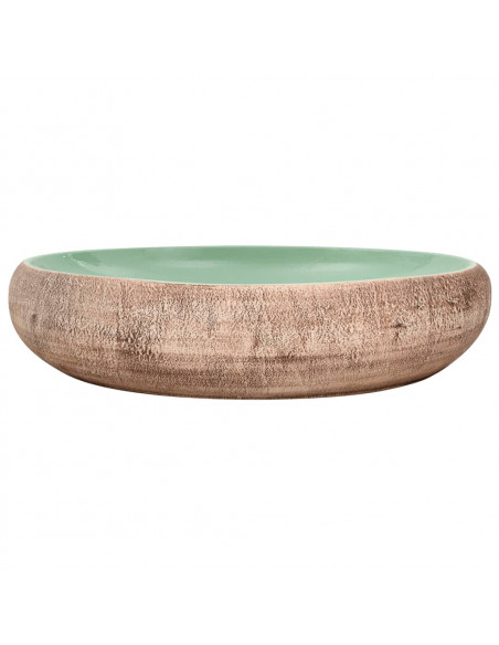 Lavabo da Appoggio Verde e Marrone Ovale 59x40x15 cm Ceramica