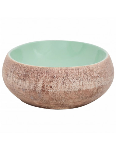 Lavabo da Appoggio Verde e Marrone Ovale 59x40x15 cm Ceramica