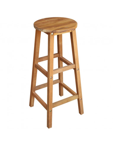 Tavolo e Sgabelli Bar Set 7 pz in Legno Massello di Acacia