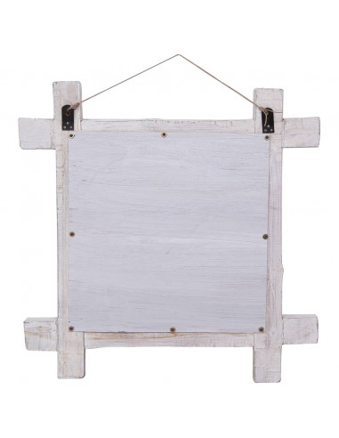 Specchio con Tronchi Bianco 70x70 cm Legno Massello di Recupero