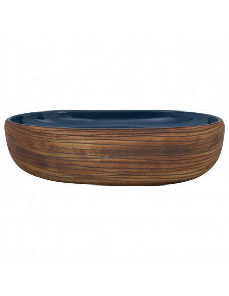 Lavabo da Appoggio Marrone e Blu Ovale 59x40x14 cm Ceramica
