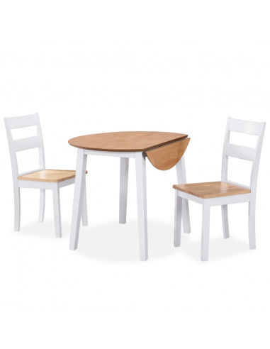 Set da Pranzo 3 pz in MDF e Legno di Hevea Bianco