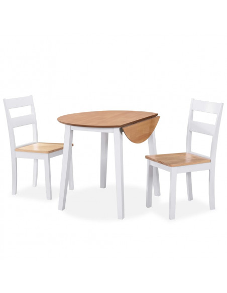 Set da Pranzo 3 pz in MDF e Legno di Hevea Bianco