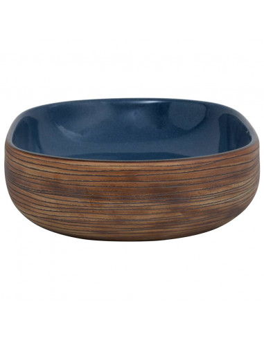 Lavabo da Appoggio Marrone e Blu Ovale 59x40x14 cm Ceramica