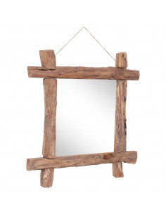 Specchio con Tronchi Naturale 70x70 cm in Teak di Recupero 2