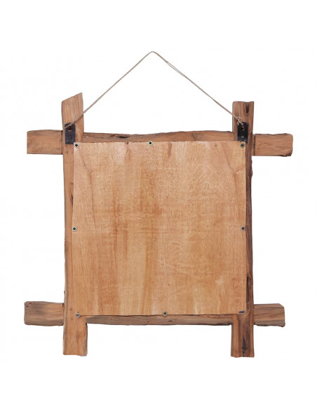 Specchio con Tronchi Naturale 70x70 cm in Teak di Recupero