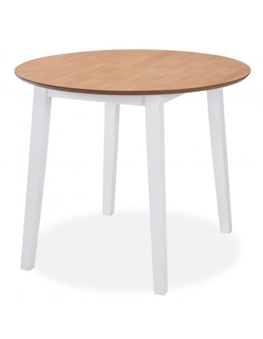 Set da Pranzo 5 pz in MDF e Legno di Hevea Bianco