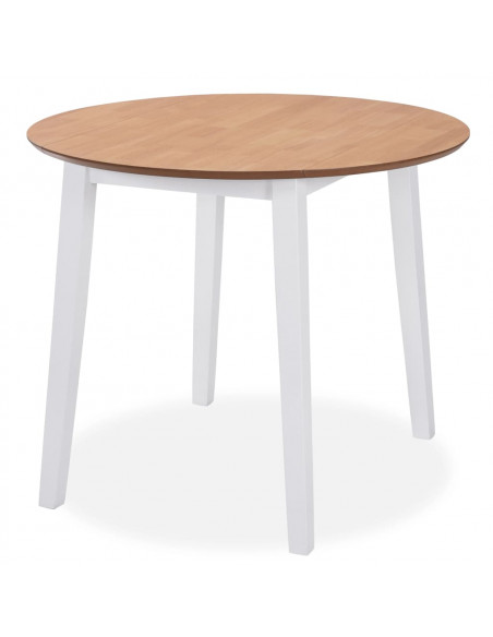 Set da Pranzo 5 pz in MDF e Legno di Hevea Bianco