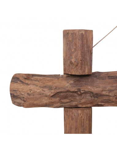 Specchio con Tronchi Naturale 70x70 cm in Teak di Recupero