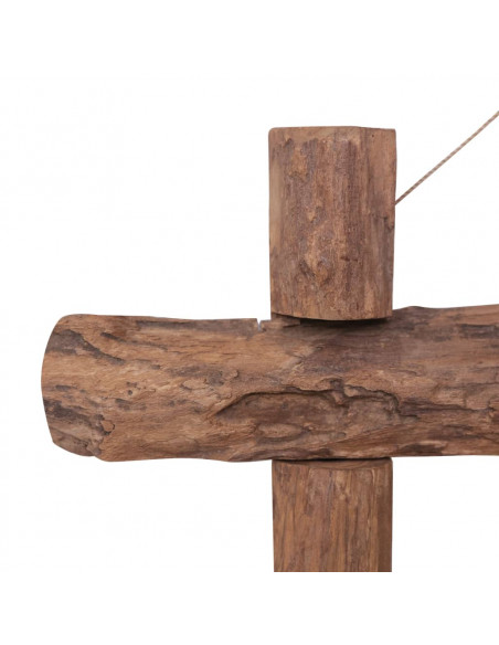 Specchio con Tronchi Naturale 70x70 cm in Teak di Recupero