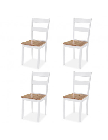 Set da Pranzo 5 pz in MDF e Legno di Hevea Bianco