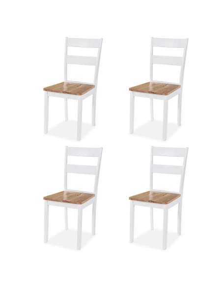 Set da Pranzo 5 pz in MDF e Legno di Hevea Bianco