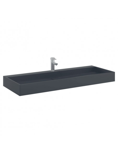 Lavandino 120x46x11 cm Blocco in Marmo/Minerale Antracite