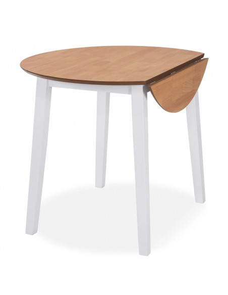 Set da Pranzo 5 pz in MDF e Legno di Hevea Bianco