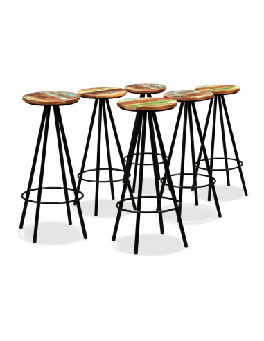 Set da Bar 7 pz in Legno Massello di Acacia e di Recupero