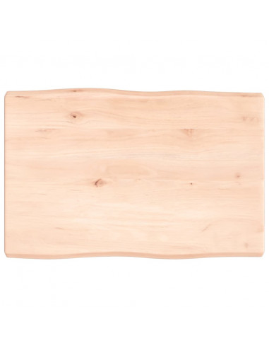 Piano per Tavolo 60x40x(2-4) cm Rovere Non Trattato Bordi Vivi