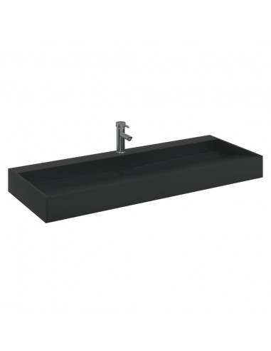Lavandino 120x46x11 cm Blocco in Marmo/Minerale Nero Opaco