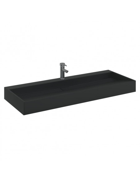 Lavandino 120x46x11 cm Blocco in Marmo/Minerale Nero Opaco