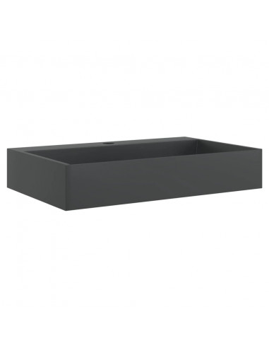 Lavandino 60x38x11 cm Blocco in Marmo/Minerale Nero Opaco