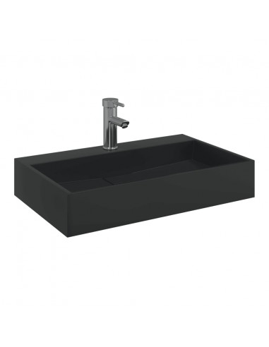 Lavandino 60x38x11 cm Blocco in Marmo/Minerale Nero Opaco