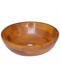 Lavabo in Legno Massello di Teak Φ40x10 cm 2