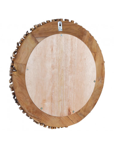 Specchio da Parete 60 cm in Legno di Teak Rotondo