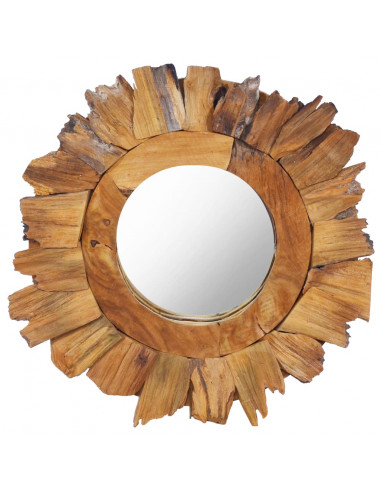 Specchio da Parete 40 cm in Legno di Teak Rotondo