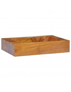 Lavabo in Legno Massello di Teak 50x35x10 cm 2